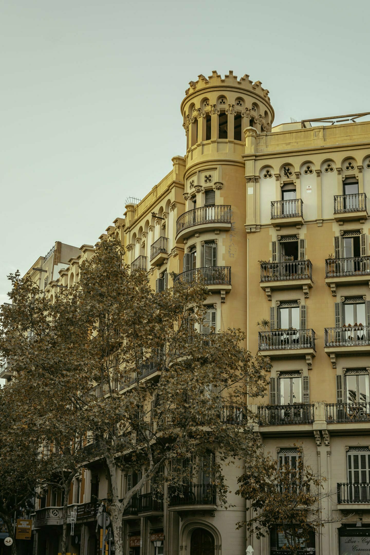 Eixample neighbourhood in Barcelona, photography of streets and arhitectural buildings in Barcelona, photograph from Carrer de Bailen street